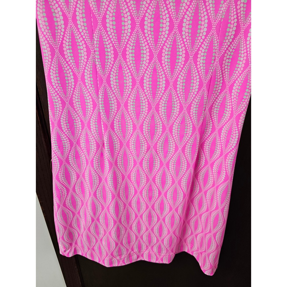 Lulu-B Pink White Geometric Dot Sleeveless Shift Dress Womens Small - Picture 9 of 9